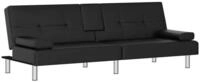 vidaXL Sofa Schlafsofa mit Getr&auml;nkehaltern Schwarz Kunstleder