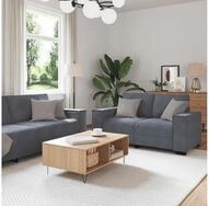 vidaXL Sofa, 3-tlg. Sofagarnitur mit Kissen Dunkelgrau Samt