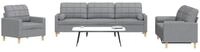 vidaXL Sofa vidaXL 3-tlg. Sofagarnitur mit Dekokissen Hellgrau Stoff