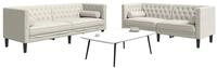 vidaXL Sofa, 2-tlg. Chesterfield-Sofa-Set mit Nackenrollen Creme Samt