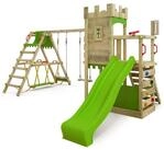 FATMOOSE Spielturm Boldbaron &ndash; Spielturm mit SurfSchaukel, Rutsche & Kletterwand,