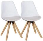Wohnling 4-Fu&szlig;stuhl 2er Set Retro Esszimmerstuhl LIMA wei&szlig; Polsterstuhl