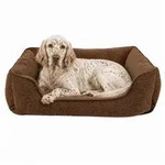 lionto Hundebett mit abnehmbaren Bezug, modernes Hundesofa 90x75 cm, braun,...
