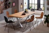 SIT Esstisch Gent Wildeiche Massivholz mit X-Gestell aus Metall, Industrial,...