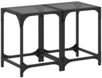 vidaXL Couchtisch Couchtische mit Glasplatte 2 Stk. Schwarz 30x30x40 cm Stahl (2-St)