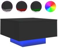 vidaXL Ablagetisch, Couchtisch mit LED-Leuchten Schwarz 55x55x31 cm