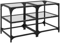 vidaXL Couchtisch Couchtische mit Glasplatten 2 Stk. Transparent 40x40x45cm...