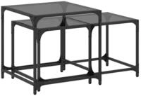 vidaXL Couchtisch Satztische 2 Stk. mit Glasplatte Schwarz Stahl (1-St)