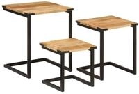 vidaXL Beistelltisch, Satztische 3 Stk. Massivholz Mango und Eisen