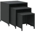 vidaXL Beistelltisch, Satztische 3 Stk. Schwarz Poly Rattan