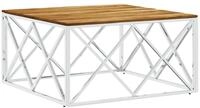 vidaXL Couchtisch Couchtisch Silbern Edelstahl und Massivholz (1-St)