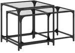 vidaXL Couchtisch Satztische 2 Stk. mit Glasplatte Transparent Stahl (1-St) wei&szlig;