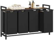 VASAGLE W&auml;schekorb, 4 F&auml;cher, mit Ablage, ausziehbar abnehmbar, 4/5 x 40 L