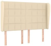 vidaXL Bett Kopfteil mit Ohren Creme 147x23x118/128 cm Stoff (1-tlg)
