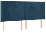vidaXL Bett Kopfteil mit Ohren Dunkelblau 203x16x118/128 cm Samt (1-tlg)