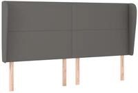 vidaXL Bett Kopfteil mit Ohren Grau 203x23x118/128 cm Kunstleder (1-tlg)