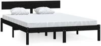 vidaXL Bettgestell, Massivholzbett Schwarz Kiefer 150x200 cm
