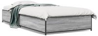 vidaXL Bettgestell, Bettrahmen Grau Sonoma 100x200 cm Holzwerkstoff und Metall