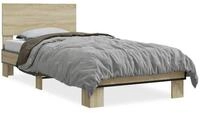 vidaXL Bettgestell, Bettrahmen Sonoma-Eiche 75x190 cm Holzwerkstoff und Metall