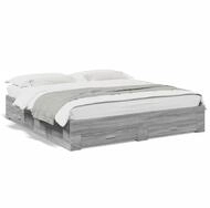 vidaXL Bettgestell, Bettrahmen mit Schubladen Grau Sonoma 180x200cm...