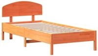 vidaXL Bett Massivholzbett ohne Matratze Wachsbraun 100x200 Kiefernholz
