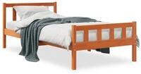 vidaXL Bettgestell, Massivholzbett mit Kopfteil Wachsbraun 75x190 cm Kiefer