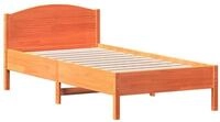 vidaXL Bettgestell, Massivholzbett mit Kopfteil Wachsbraun 90x190 cm Kiefer