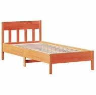 vidaXL Bettgestell, Massivholzbett mit Kopfteil Wachsbraun 90x190 cm Kiefer