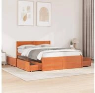 vidaXL Bett, Massivholzbett ohne Matratze Wachsbraun 120x190 cm Kiefernholz