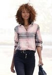 Buffalo Hemdbluse aus weichem Flanell mit Blusenkragen, Flanellhemd, Karobluse