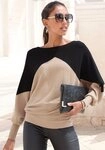 LASCANA Strickpullover mit Colorblock-Optik und leichten Fledermaus&auml;rmeln