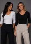 Flashlights V-Shirt (2er-Pack) unifarben, V-Ausschnitt, Basic-Stil, aus...