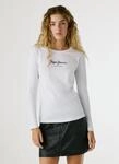 Langarmshirt PEPE JEANS "NEW VIRGINA L/S", Damen, Gr. L/40, wei&szlig; (wei&szlig; 800), Single