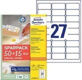 Avery Zweckform Etiketten Etikett 63,5X29,6mm A4 ILK wiederabl&ouml;sbar 50+15...