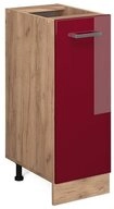 Vicco Apothekerschrank R-Line, Rot Hochglanz/Goldkraft Eiche, 30 cm ohne