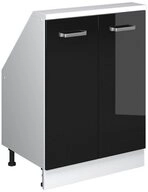 Vicco Unterschrank R-Line, Schwarz Hochglanz/Wei&szlig;, 60 cm mit 2 T&uuml;ren (1-St)