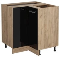 Vicco Eckunterschrank R-Line, Schwarz Hochglanz/Goldkraft Eiche, 75.6 cm ohne