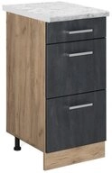 Vicco Unterschrank R-Line, Schwarz Beton/Goldkraft Eiche, 40 cm AP Marmor (1-St)