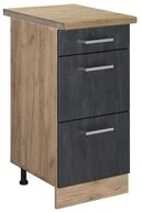 Vicco Unterschrank R-Line, Schwarz Beton/Goldkraft Eiche, 40 cm AP Eiche (1-St)