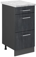 Vicco Unterschrank R-Line, Schwarz Beton/Anthrazit, 40 cm AP Marmor (1-St)