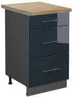 Vicco Unterschrank Fame-Line, Dunkelblau Hochglanz/Anthrazit, 50 cm, AP Eiche...