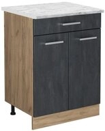 Vicco Unterschrank R-Line, Schwarz Beton/Goldkraft Eiche, 60 cm AP Marmor (1-St)