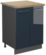 Vicco Unterschrank Fame-Line, Dunkelblau Hochglanz/Anthrazit, 60 cm, AP Eiche...