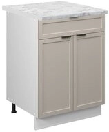 Vicco Unterschrank Fame-Line, GrauBeige/Wei&szlig;, 60 cm mit Schublade, AP Marmor...