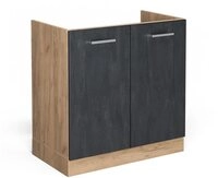 Vicco Unterschrank R-Line, Schwarz Beton/Goldkraft Eiche, 80 cm ohne...