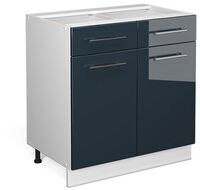 Vicco Unterschrank Fame-Line, Dunkelblau Hochglanz/Wei&szlig;, 80 cm ohne...