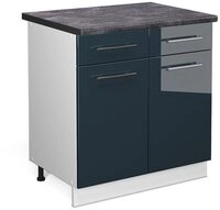 Vicco Unterschrank Fame-Line, Dunkelblau Hochglanz/Wei&szlig;, 80 cm, AP Anthrazit...