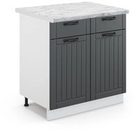 Vicco Unterschrank Fame-Line, Anthrazit Landhaus/Wei&szlig;, 80 cm, AP Marmor (1-St)