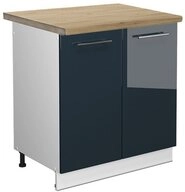 Vicco Unterschrank Fame-Line, Dunkelblau Hochglanz/Wei&szlig;, 80 cm, AP Eiche (1-St)