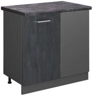 Vicco Eckunterschrank R-Line, Schwarz Beton/Anthrazit, 86 cm AP Anthrazit (1-St)